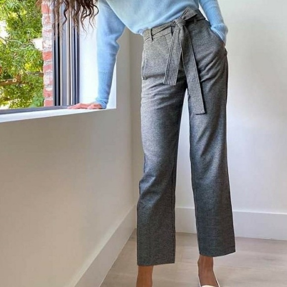 Aritzia Wool Tie-Front Pants in Heathered Grey - Picture 3 of 10